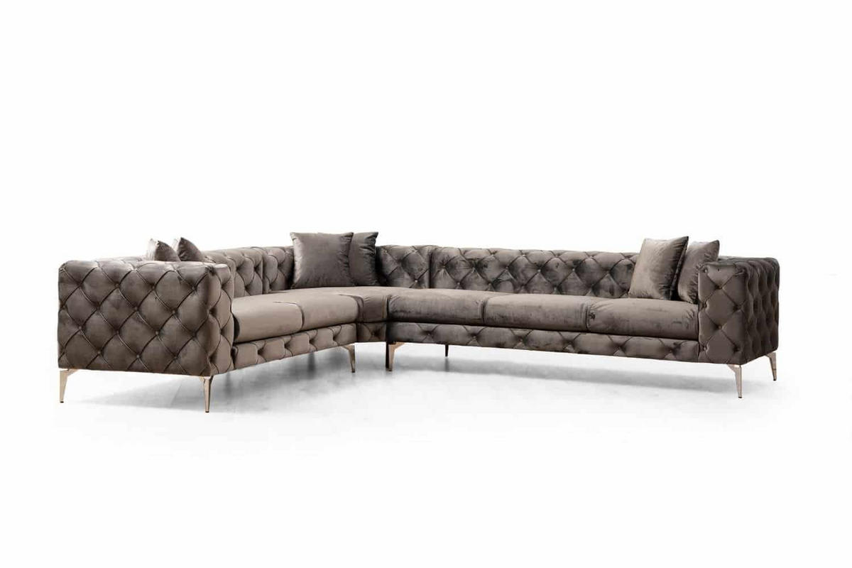 ECKSOFA mit großzügiger XXL Sitzfläche für die ganze Familie - Chromfarben/Anthrazit, Holz/Textil (310/270cm) - myHomelando