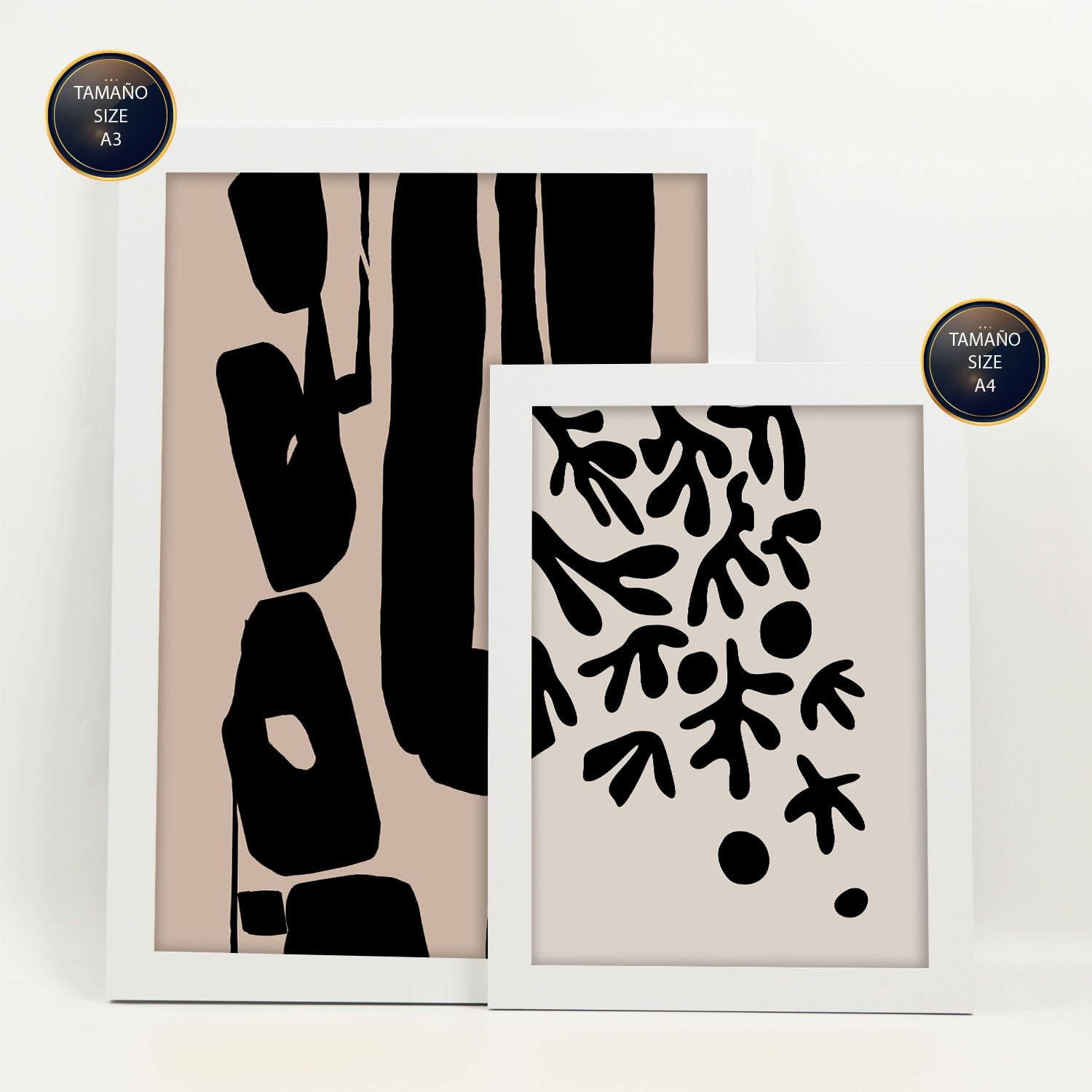 POSTER Set Mit 6 Mystik Design In Blume Zusammenfassung Ästhetische Dekorative Gemälde Für Ihr Wohnzimmer, Schlafzimmer, Zuhause A3 & A4 Weißer Rahmen - Weiß, Papier (29/3cm) - Nacnic