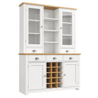 BUFFET DE-38463 120/40/185 cm mit Glastür, Soft-Close und Weinregal Weiß - Weiß, Holzwerkstoff (120/182/40cm) - ComfortXL