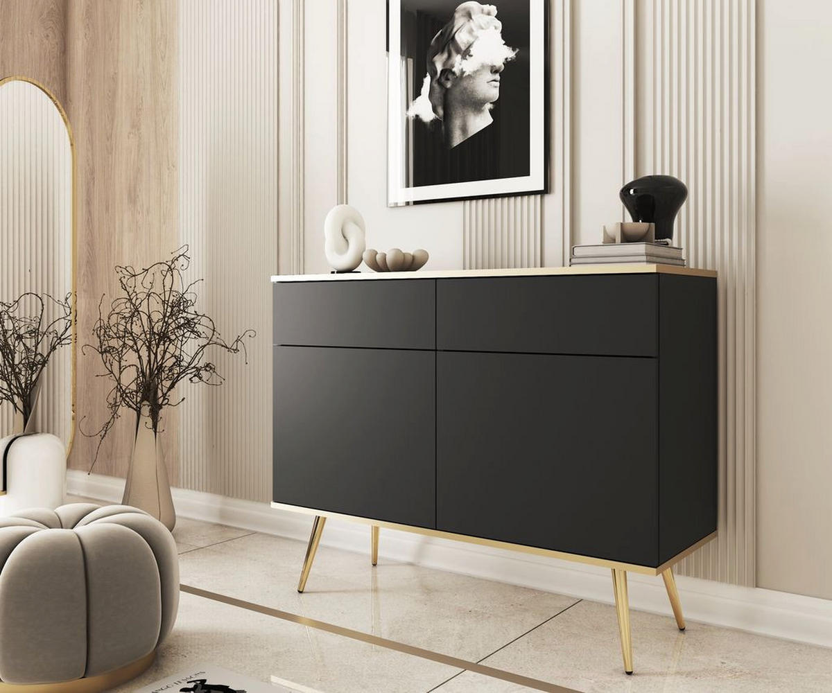 KOMMODE – KSZ107 – 107 cm – Oro System – Schwarz - Schwarz, Holzwerkstoff (107/85/39cm) - hi-markt