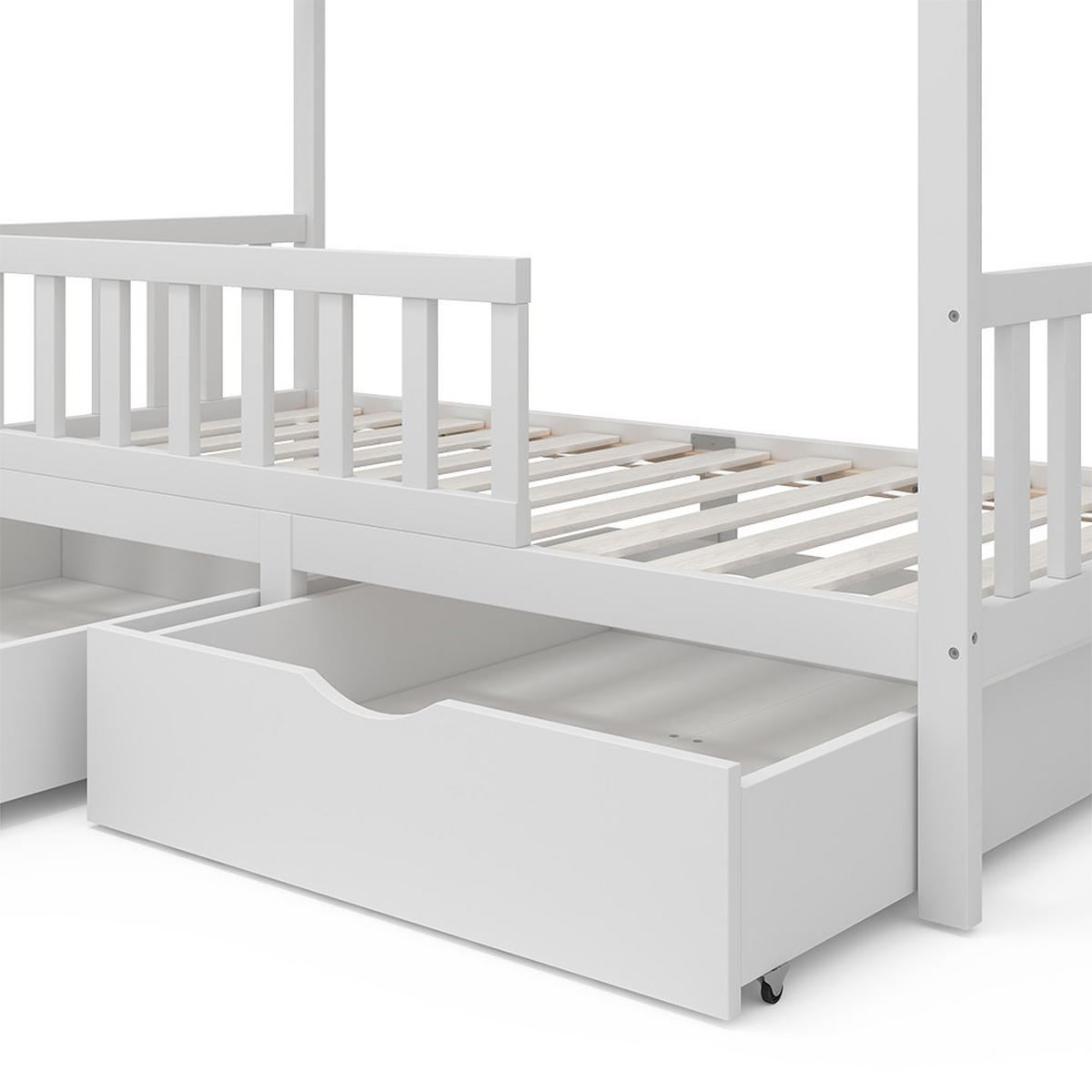 HAUSBETT Franka Weiß 80x160 cm mit 2 Schubladen - Weiß, Holzwerkstoff (80/160cm) - VitaliSpa