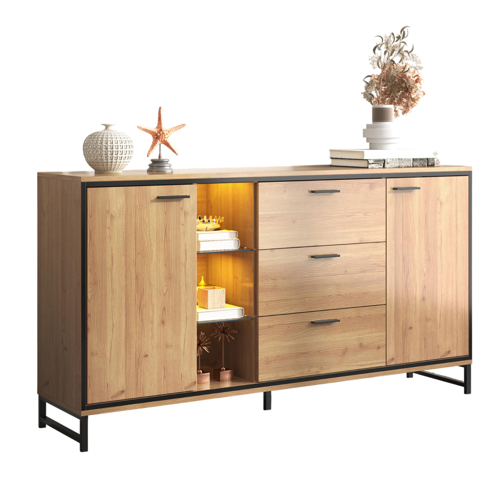 SIDEBOARD in Holzoptik 160/40/85 cm - Hellbraun, Holzwerkstoff (40/85/160cm) - Urban Meuble