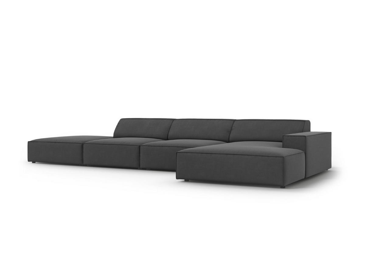 ECKSOFA rechts Jodie aus Samt grau 5 Sitzplätze - Grau, Textil (166/341cm) - Micadoni