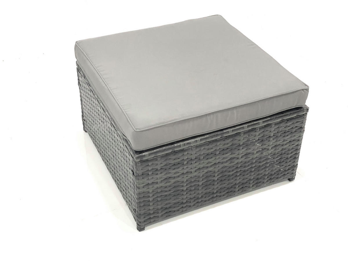 GARTENMÖBEL COUCHTISCH SET mit Sofa Polyrattan Outdoor 9-Sitzer - Dunkelgrau/Grau, Glas/Kunststoff - Fimous