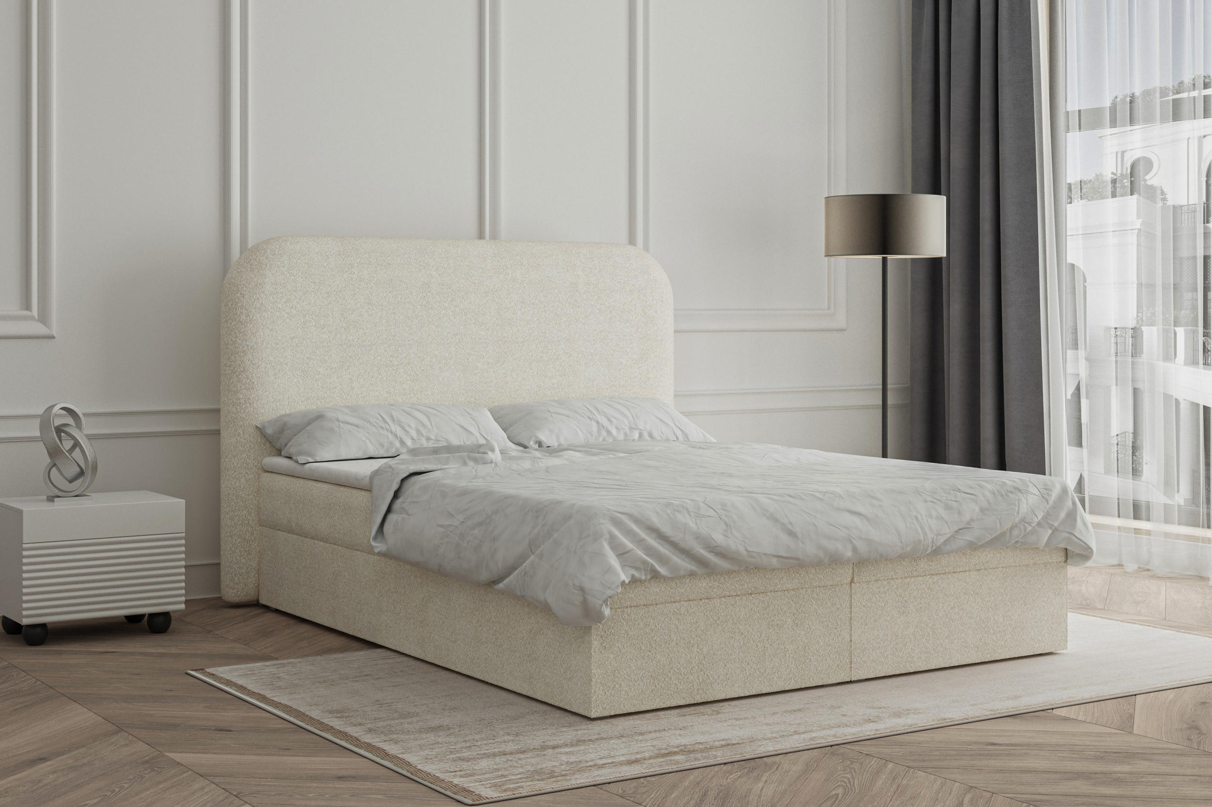 BOXBETT 140x200 - 07 Anthology 20 - Cream - Creme, Holzwerkstoff (140/200cm) - Möblo