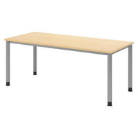 SCHREIBTISCH Serie-H Gestell: Silber 80/180/74 cm in Ahornfarben - Ahornfarben, Holzwerkstoff (80/180/74cm) - bümö