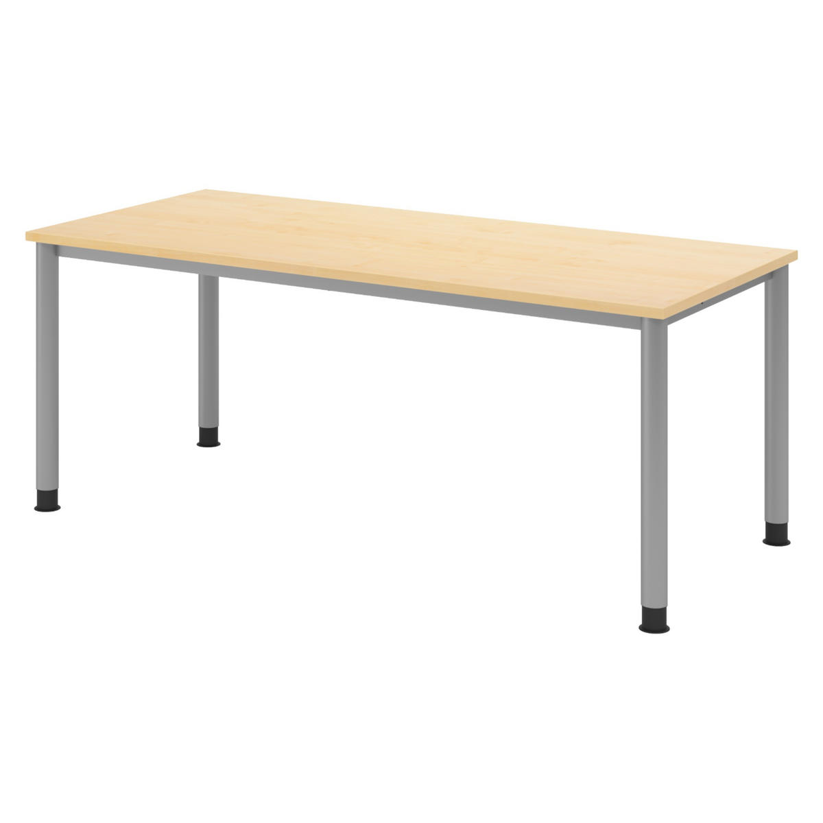 SCHREIBTISCH Serie-H Gestell: Silber 80/180/74 cm in Ahornfarben - Ahornfarben, Holzwerkstoff (80/180/74cm) - bümö