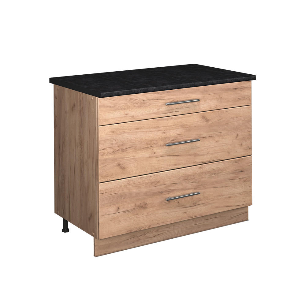 KÖKSUNDERSKÅP Fame-Line, Goldkraft ek/Goldkraft ek, 100 cm, AP Antracit Honungsek, Honungsek 82/100/60 cm