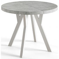 ESSZIMMERTISCH OVO, ausziehbarer Tisch 120 cm bis 220 cm, Farbe: Graphit, mit Holzbeinen in Farbe Weiß - Weiß/Grau, Holzwerkstoff (120/120/77cm) - Alpi-Möbel