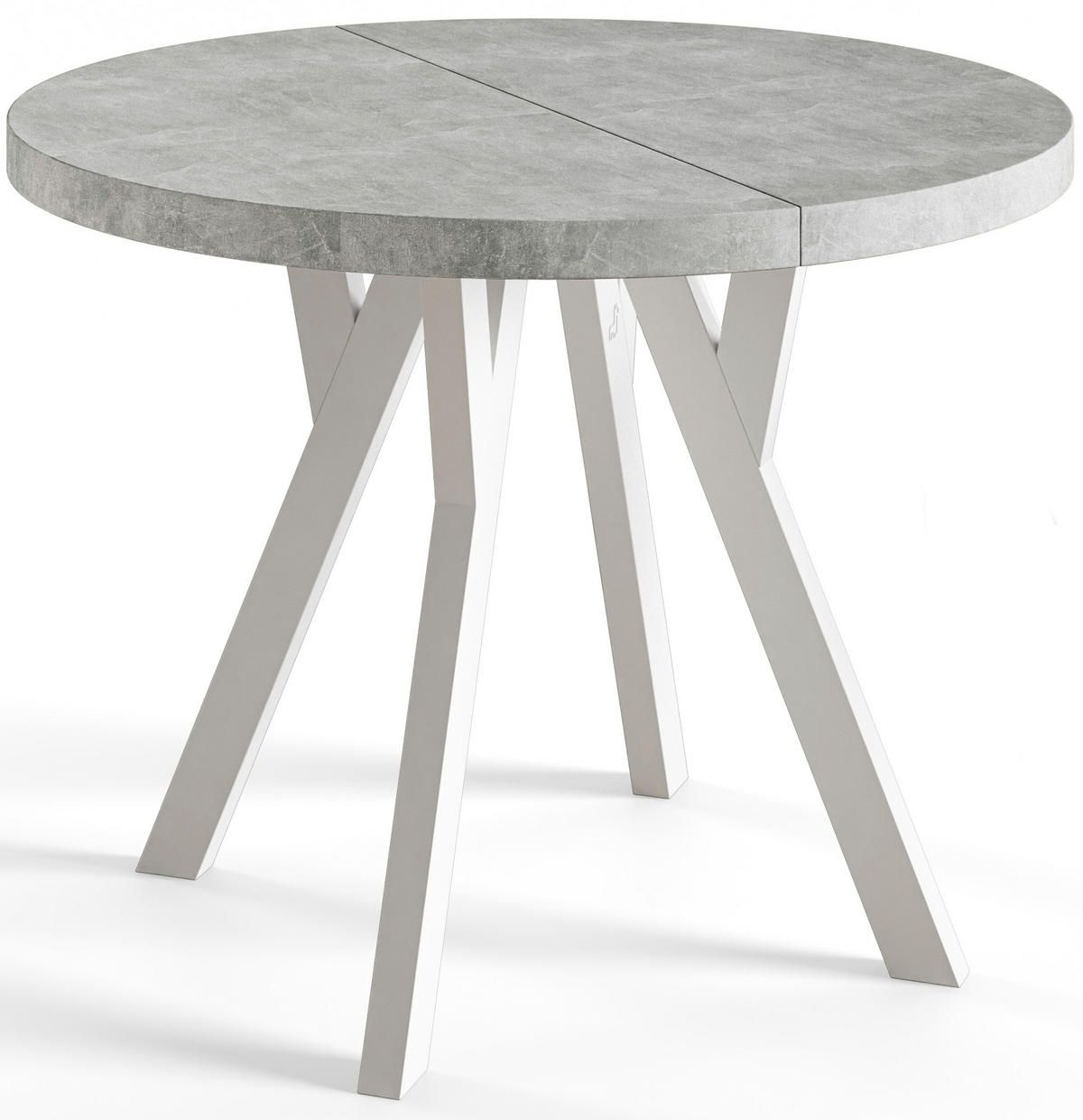 ESSZIMMERTISCH OVO, ausziehbarer Tisch 120 cm bis 220 cm, Farbe: Graphit, mit Holzbeinen in Farbe Weiß - Weiß/Grau, Holzwerkstoff (120/120/77cm) - Alpi-Möbel