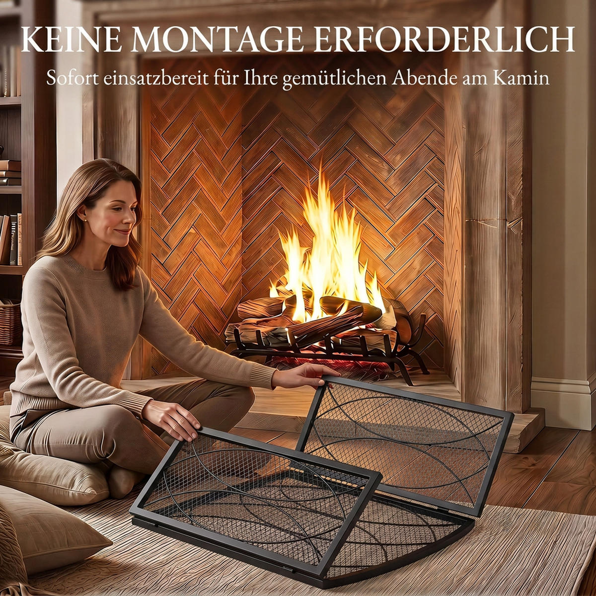 FUNKENSCHUTZGITTER Metall Schwarz - Schwarz, Metall (2/75/122cm) - HOMCOM