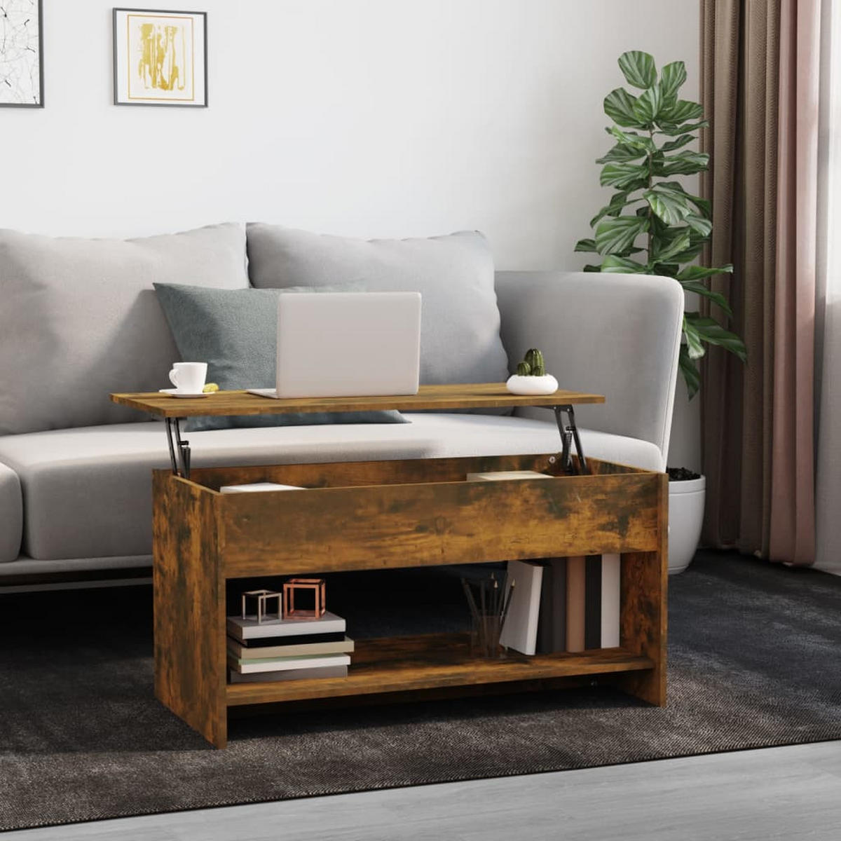 COUCHTISCH Räuchereiche 102x50x52,5 cm Holzwerkstoff - Braun, Holzwerkstoff (102/50/52.5cm) - furnicato