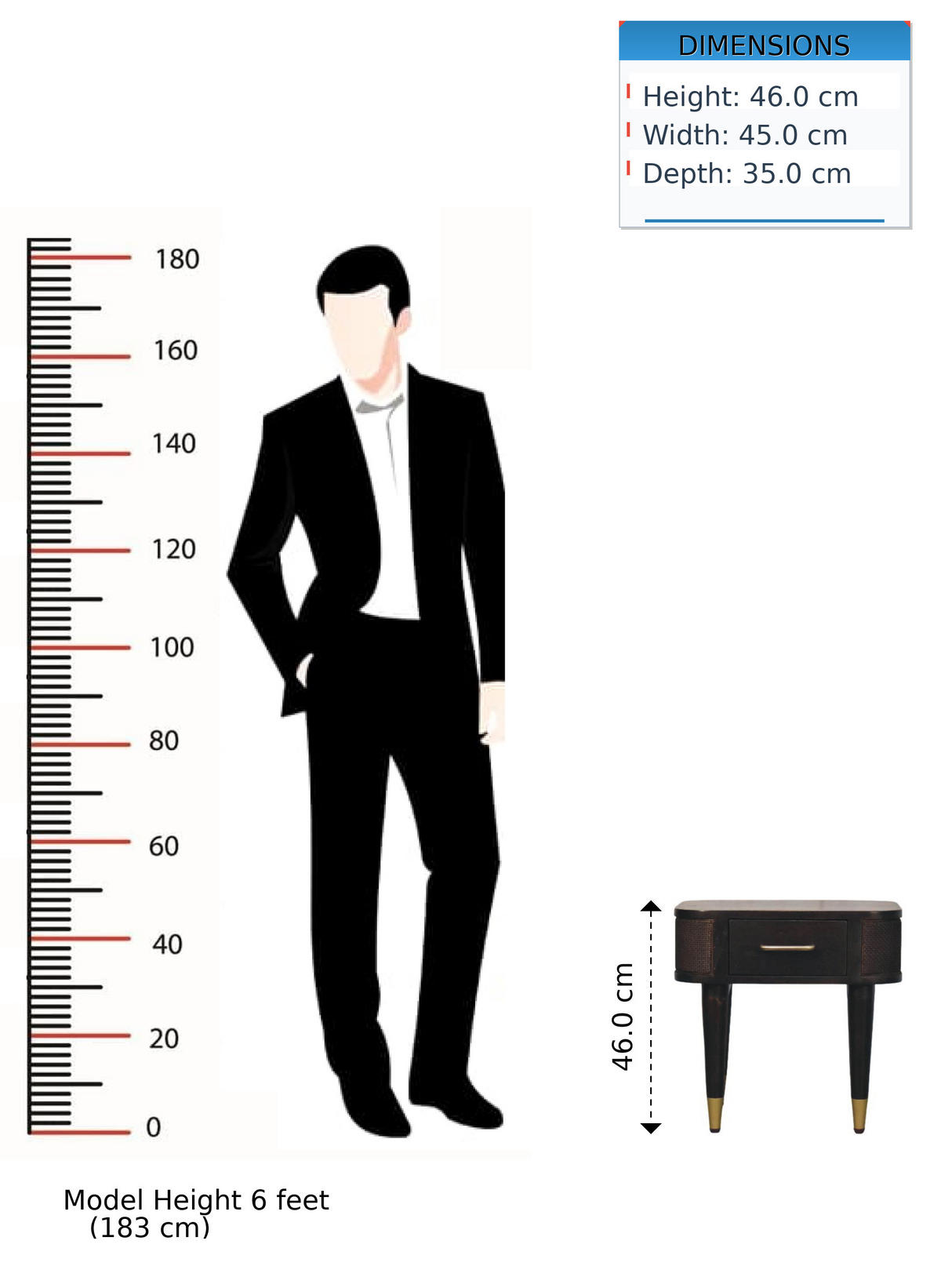 NACHTTISCH mit Samt-Mokka-Finish, 1 Schublade, T-Bar-Griffe, dunkelbraun - Dunkelbraun, Holz/Metall (45/46/35cm) - Artisan Furniture