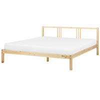 BETT mit Lattenrost 180x200 cm Heller Holzfarbton Vannes - Hellbraun, Holz (180/200cm) - Beliani