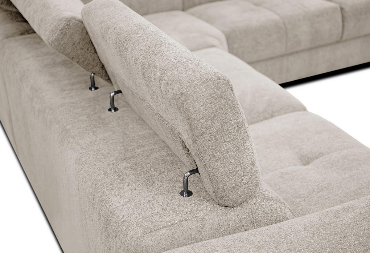 ECKSOFA CALVERA 5-Sitzer, ecru - Ecru, Holzwerkstoff/Textil (298/239cm) - Courtois Laville