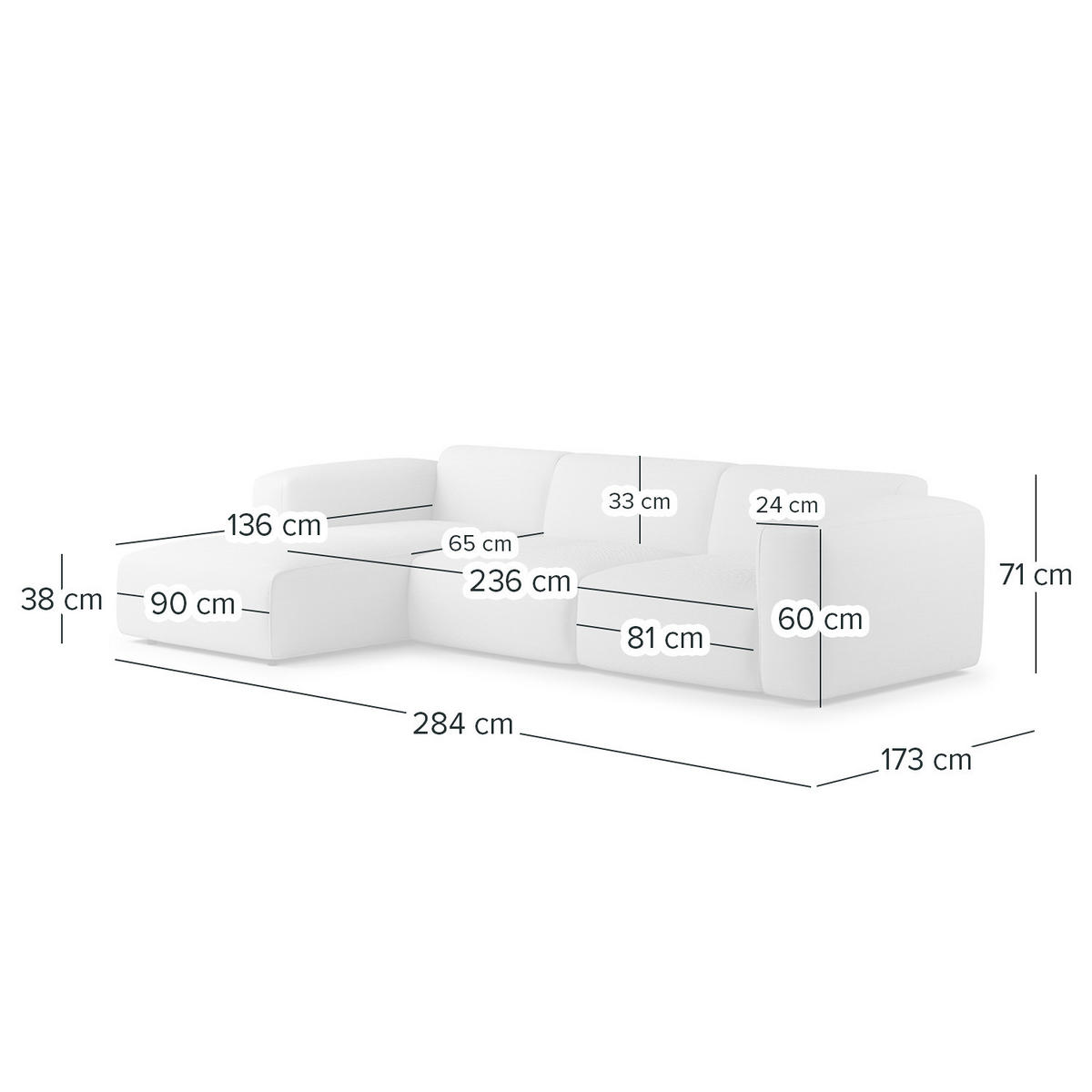 3-SITZER ECKSOFA mit Longchair - Taupe/Schwarz, Kunststoff/Textil (284/173cm) - home24