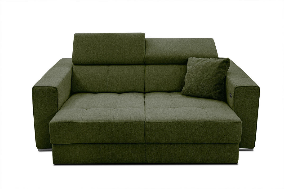 SOFA QUARTZ 3-Sitzer mit Ausziehsitz, olivgrün - Olivgrün, Holzwerkstoff/Textil (202/80/102cm) - Courtois Laville