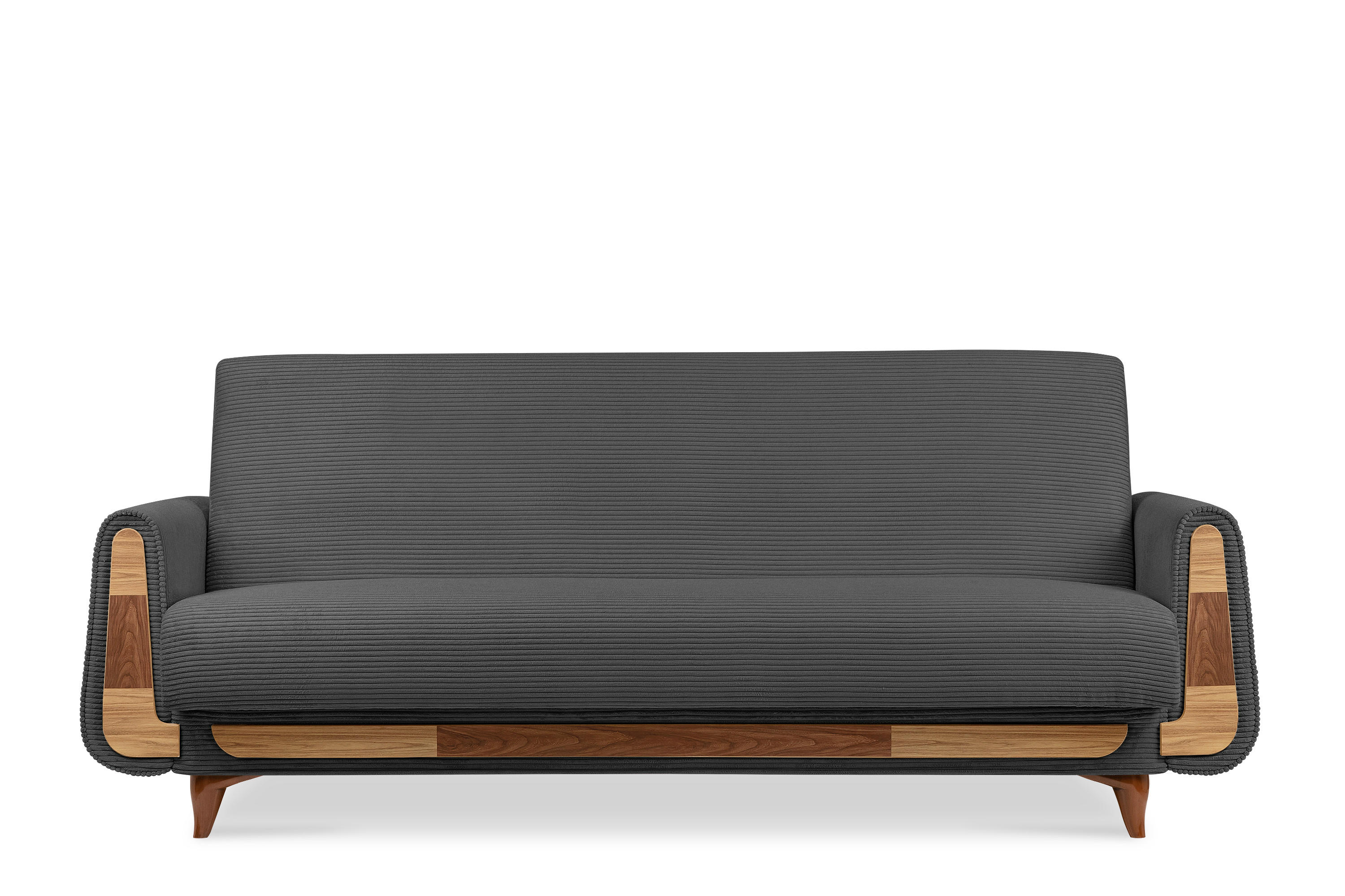 3-SITZER-SCHLAFSOFA GUSTAVO II mit Armlehnen, Dunkelgrau - Dunkelgrau, Holz/Holzwerkstoff (230/98/98cm) - KONSIMO®