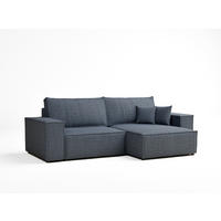 ECKSOFA MIT SCHLAFFUNKTION Zaya Blau Grau Webstoff - Blaugrau/Schwarz, Holz/Holzwerkstoff (255/148cm) - Maison de Reve