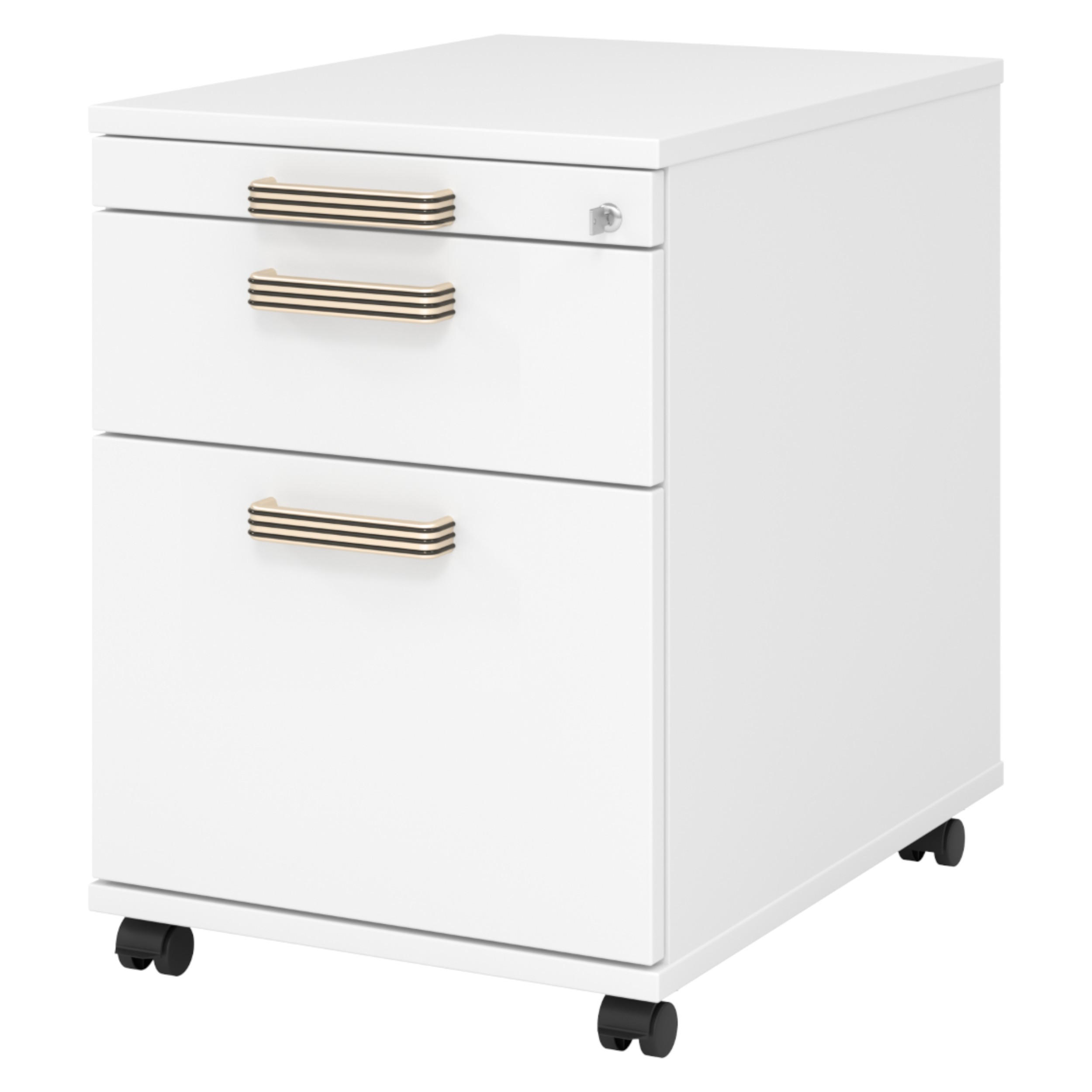 ROLLCONTAINER - mit Hängeregistratur 58/42,8/59 cm in Weiß Streifengriff (Kunststoff) - Weiß, Holzwerkstoff (42.8/59/58cm) - bümö