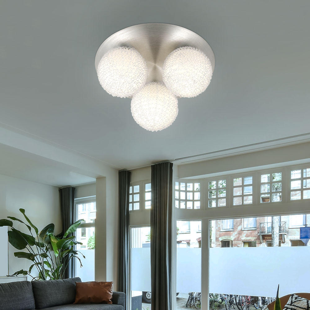 DECKENLEUCHTE Aluminium Glas Silber - Silberfarben, Glas (32/32/16.5cm) - Globo Lighting