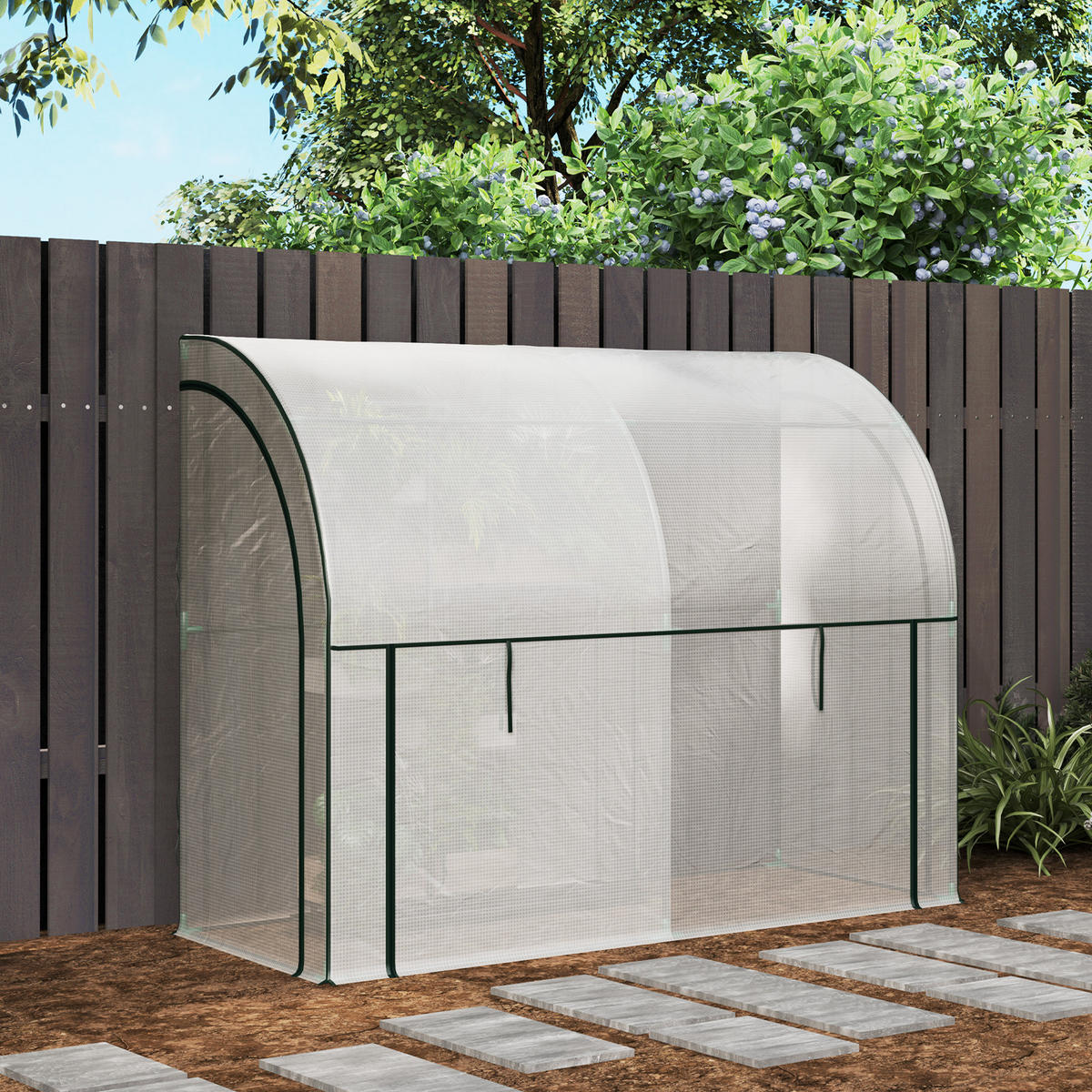 GEWÄCHSHAUS, 200L x 80B x 157H cm - Weiß, Kunststoff/Metall (80/157/200cm) - Outsunny