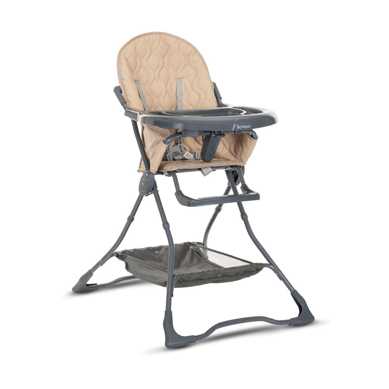 HOCHSTUHL Bonbon beige grau Bechervertiefung, klappbar, doppelter Tisch, Korb - Beige, Metall (62/112/80cm) - Lorelli