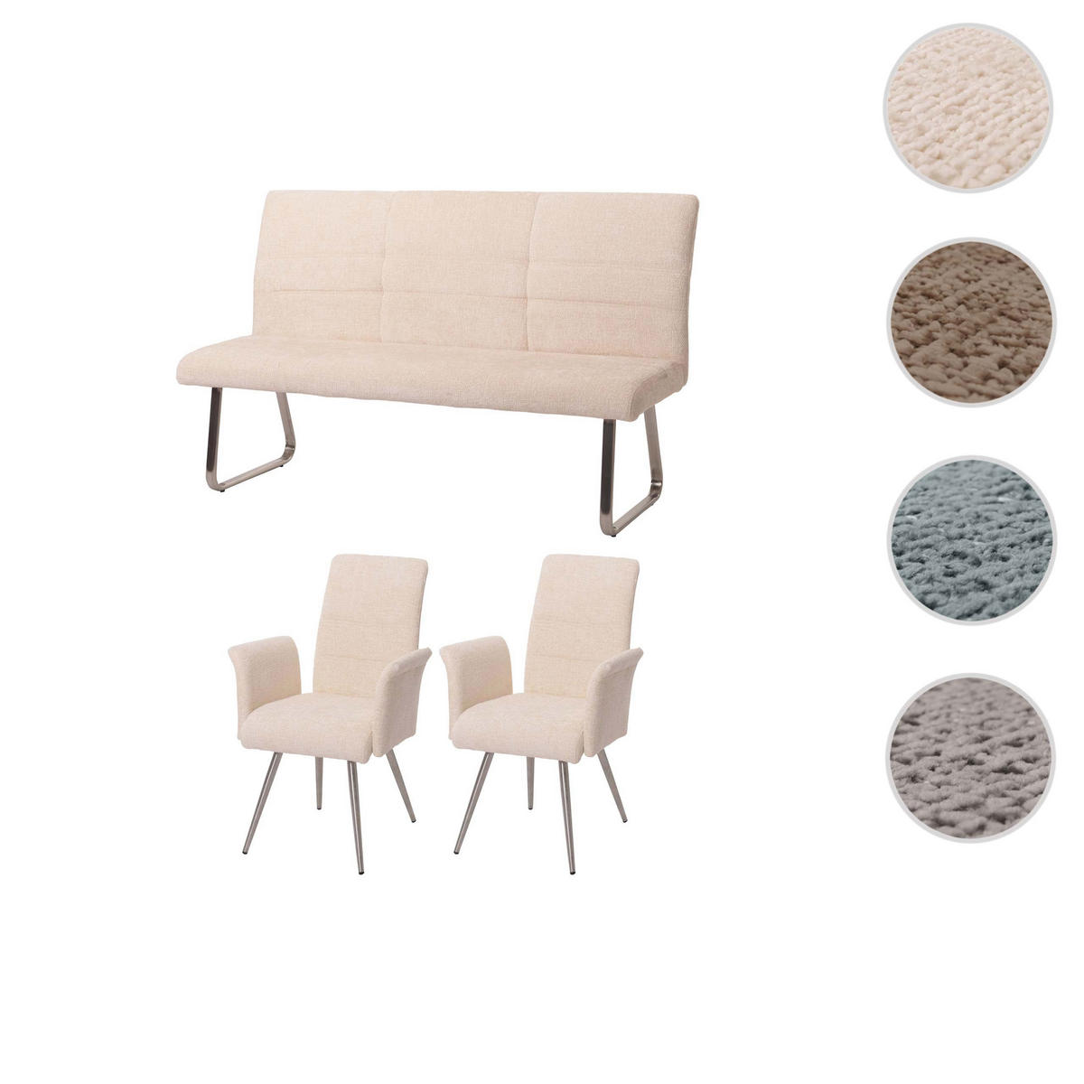 ESSZIMMER-SET Beige 3er-Set - Beige, Textil (160/100/65cm) - MCW