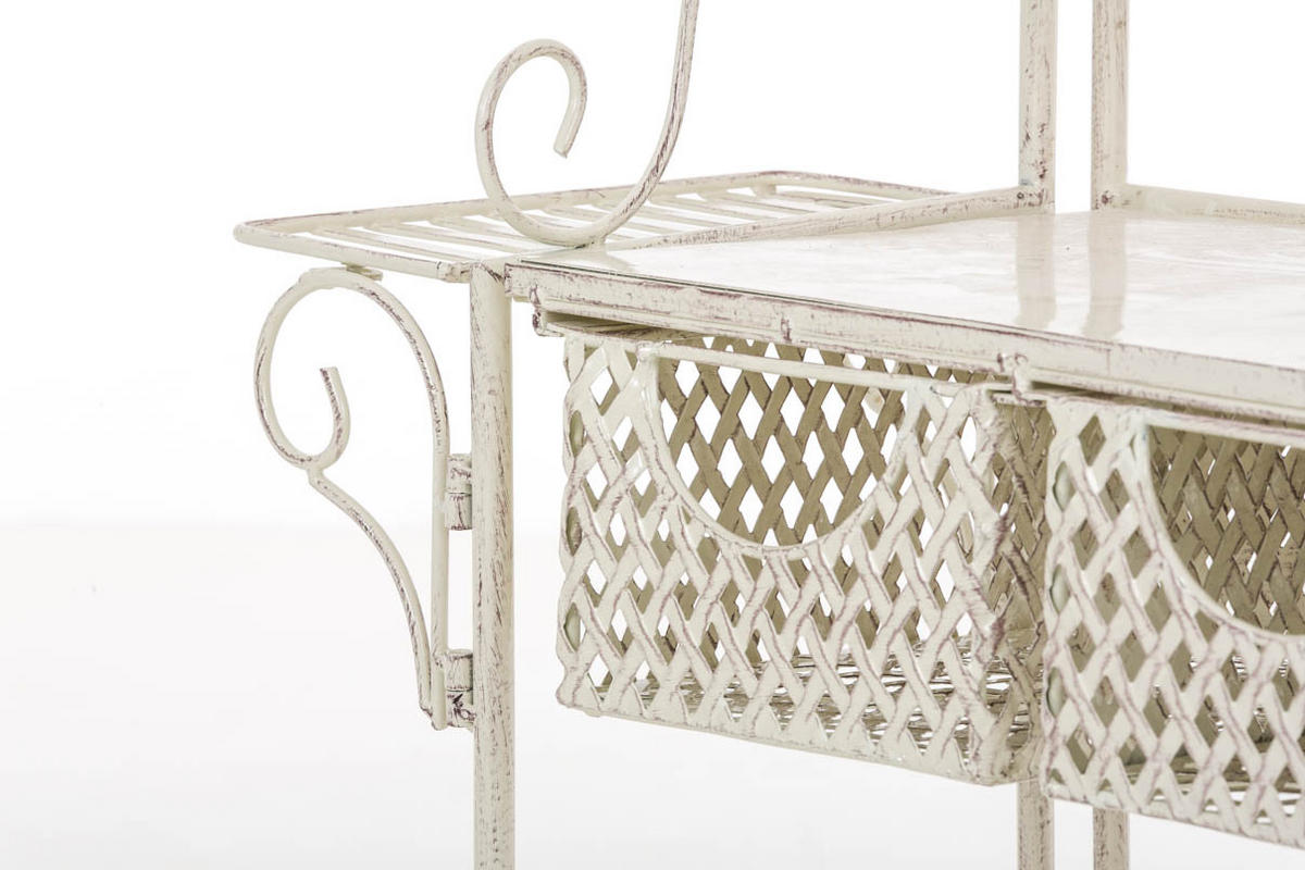 PFLANZREGAL Jena Antik Ablagen 94x30x149cm Metall Antik-Creme Pflanztisch - Creme, Metall (94/149/30cm) - DELUKE