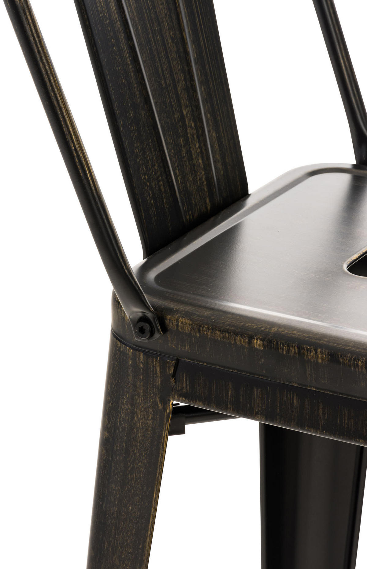 BARHOCKER Metall schwarz-gold - Eukalyptusholzfarben/Goldfarben, Metall (44/96/43cm) - CLP