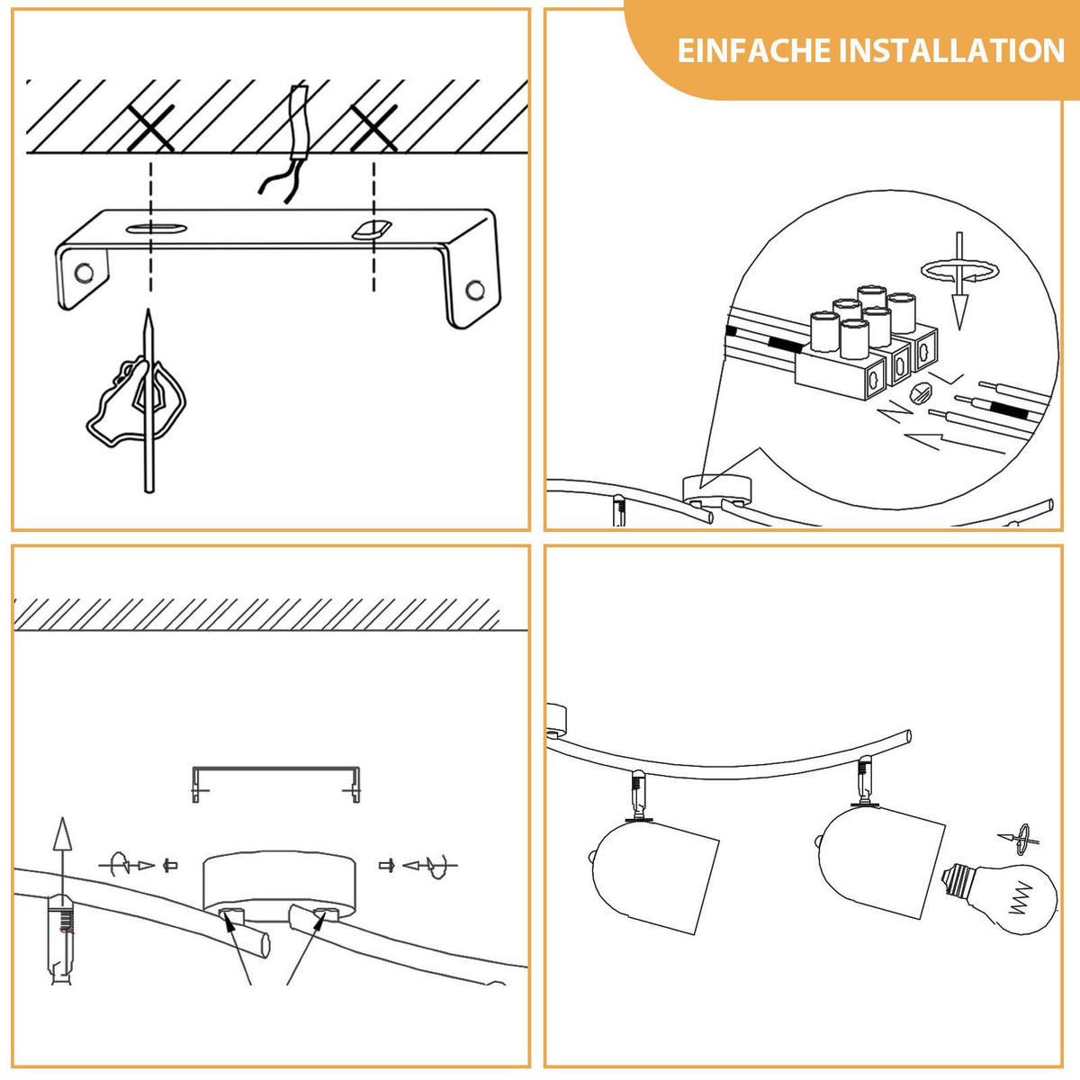 STRAHLER Gera 4-flammig 79/12/21 cm - Schwarz, Metall (79/12/21cm) - Nettlife