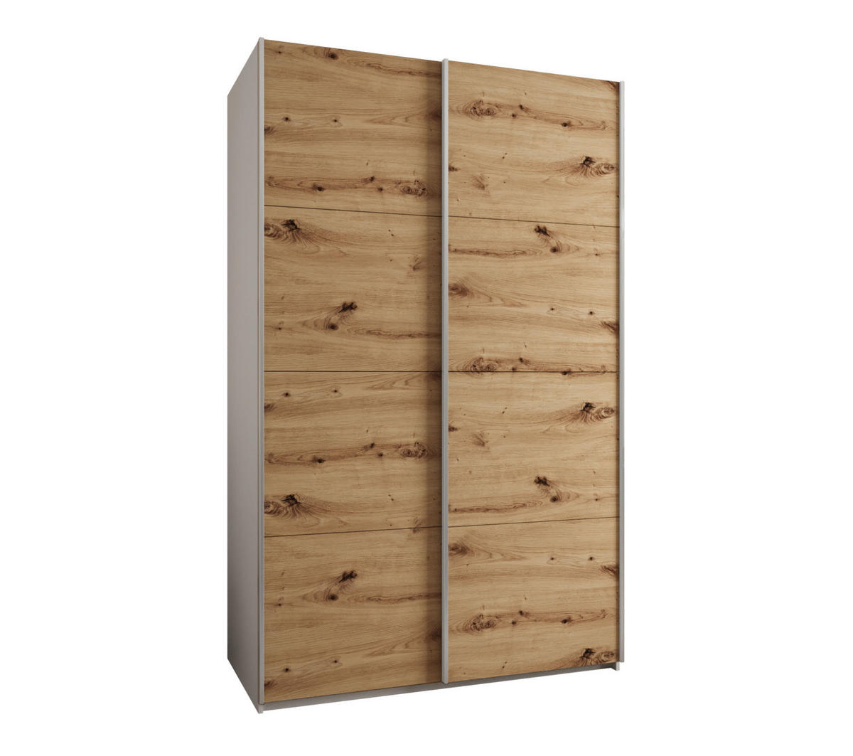 SCHWEBETÜRENSCHRANK 245,5/160/64 2-türig - Silberfarben/Eiche Artisan, Holz/Metall (160/245/64cm) - Abiks Möbel