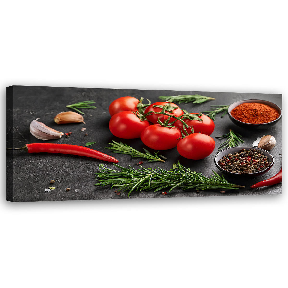 WANDBILD tomatengewürze für die küche - Multicolor, Textil (90/30cm) - Feeby