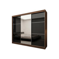 SCHWEBETÜRENSCHRANK VITALE 240/216/61 cm Modern Kleiderschrank 3-türig mit Spiegel Nussbaumfarben - Nussbaumfarben, Holzwerkstoff (240/216/61cm) - MASSENO