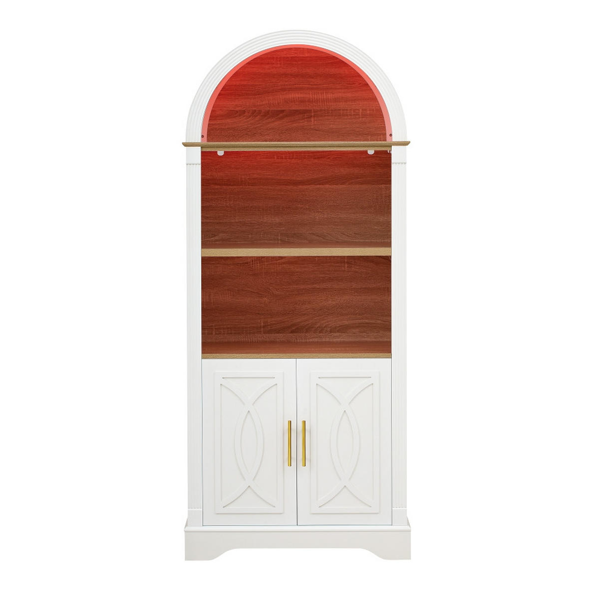 KÜCHENSCHRANK mit LED BELEUCHTUNG, Buffetschrank mit VERSTELLBAREN REGALBÖDEN, Esszimmerschrank, 76,2/40,1/180 cm - Weiß, Kunststoff (40.1/180/76.2cm) - Rolipo