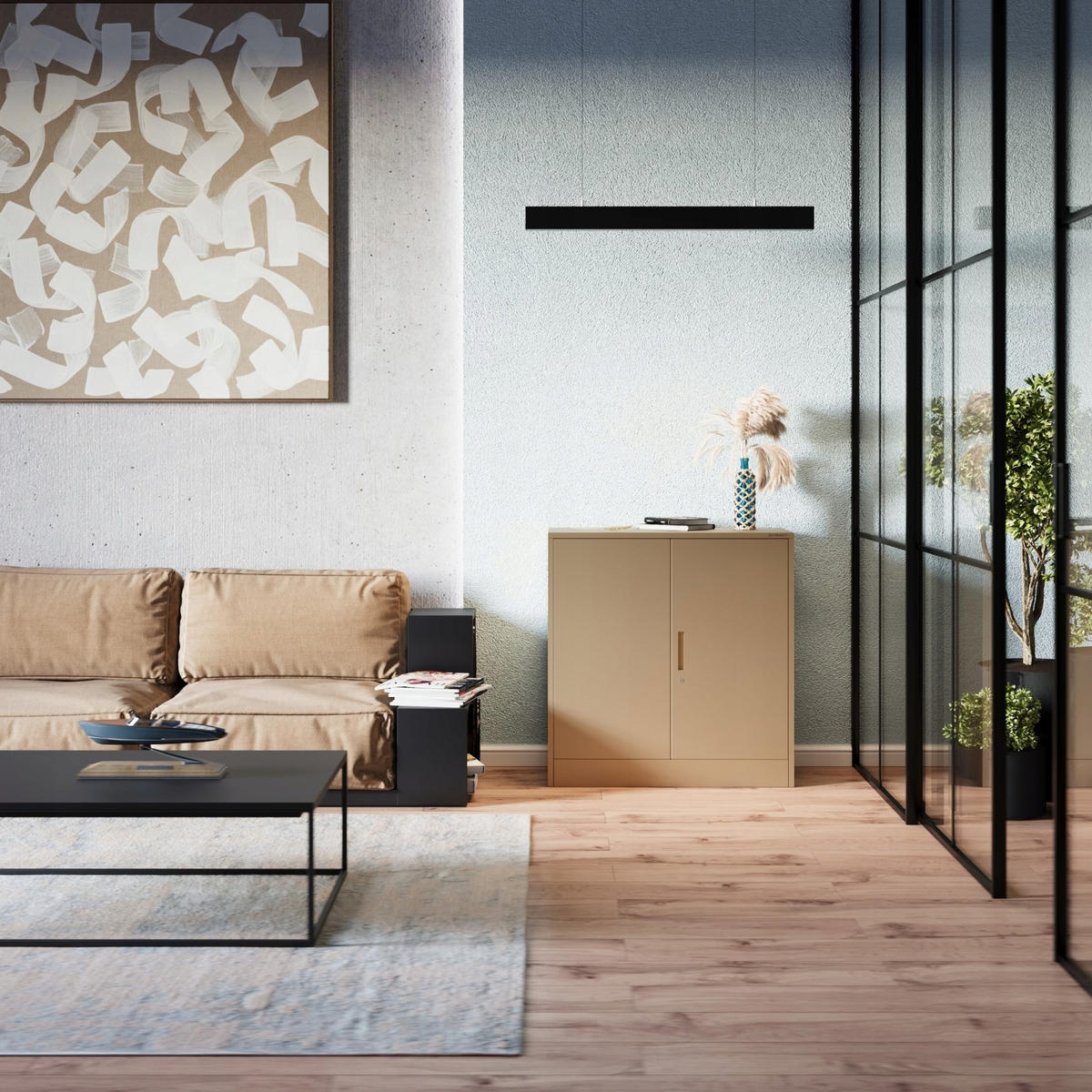 METALLSCHRANK Beata - Beige, Metall (90/93/40cm) - Jan Nowak