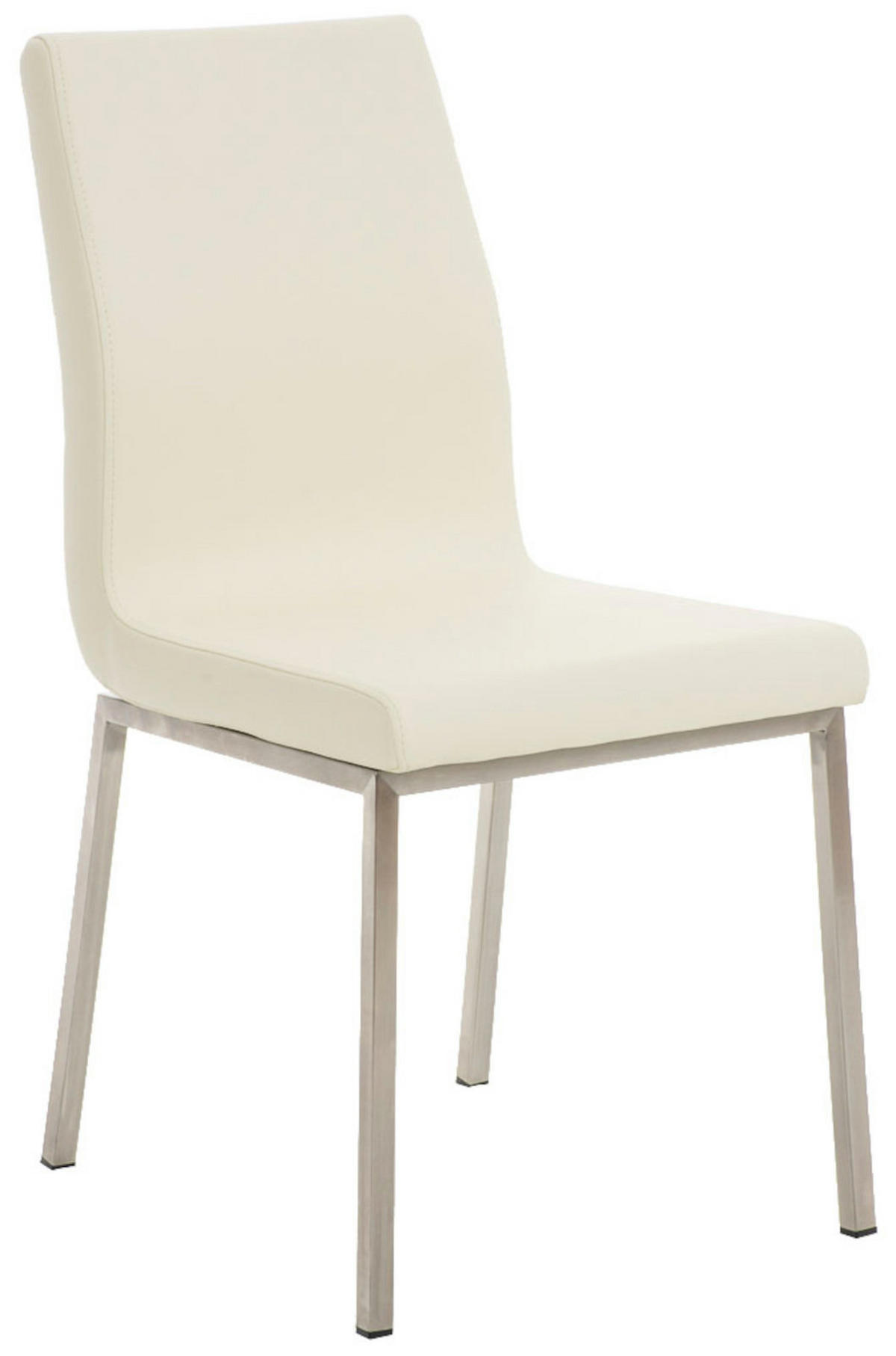 STUHL 2er Set Lederlook creme - Edelstahlfarben/Creme, Textil/Metall (40/88/50cm) - CLP