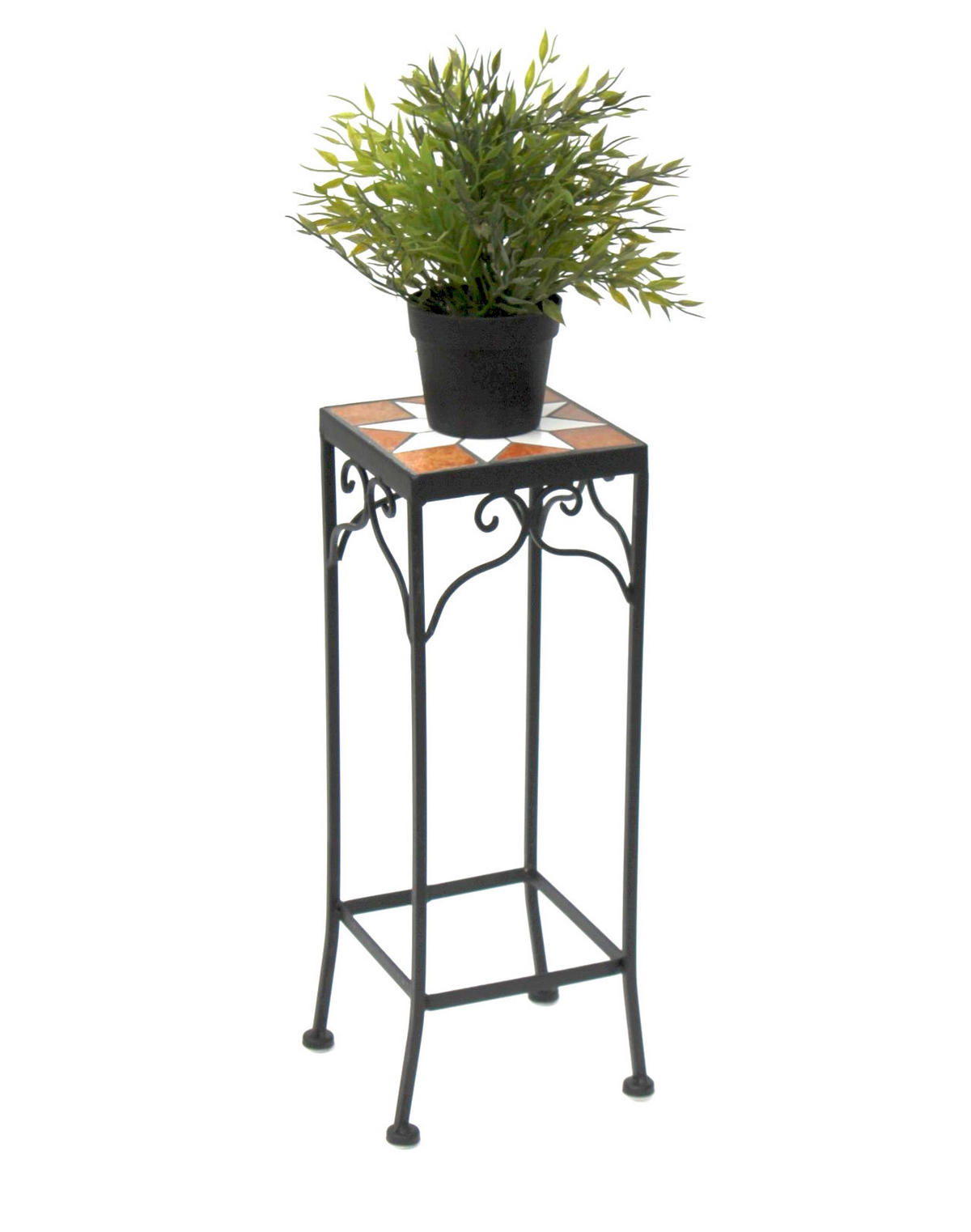 BLUMENHOCKER Merano Mosaik 2er Set 12012 Blumenständer 46 und 54cm Hocker Eckig - Schwarz, Metall (20/54/20cm) - DanDiBo