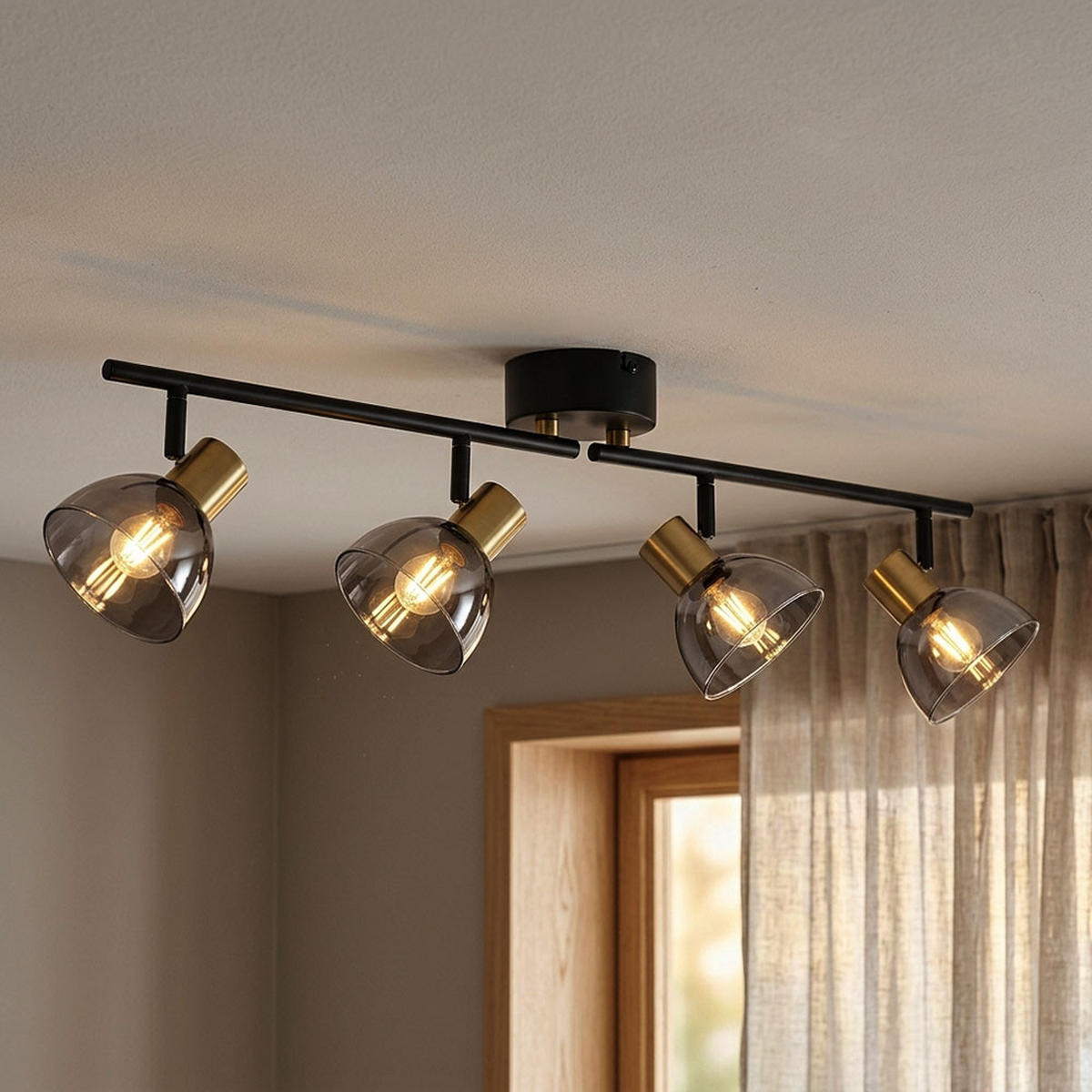 LED DECKENLEUCHTE JAY Metall Schwarz - Schwarz, Glas (79/11/17.5cm) - Globo Lighting