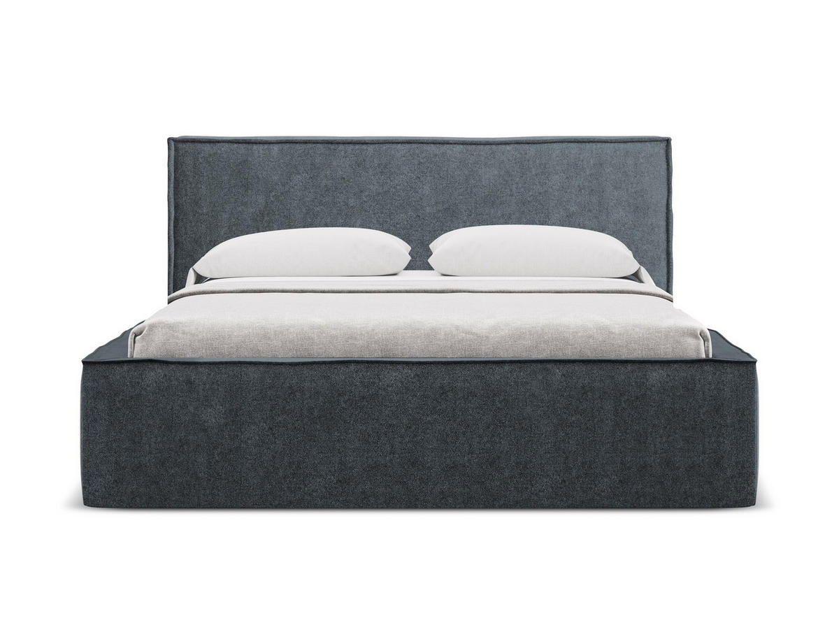 POLSTERBETT mit Bettkasten und Lattenrost 200x228 Grau - Dunkelgrau/Schwarz, Kunststoff/Textil (180/200cm) - Makamii