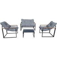 LOUNGEGARNITUR Jules 4-Sitzer Grau/Schwarz - Hellgrau, Metall - Habitat Garten