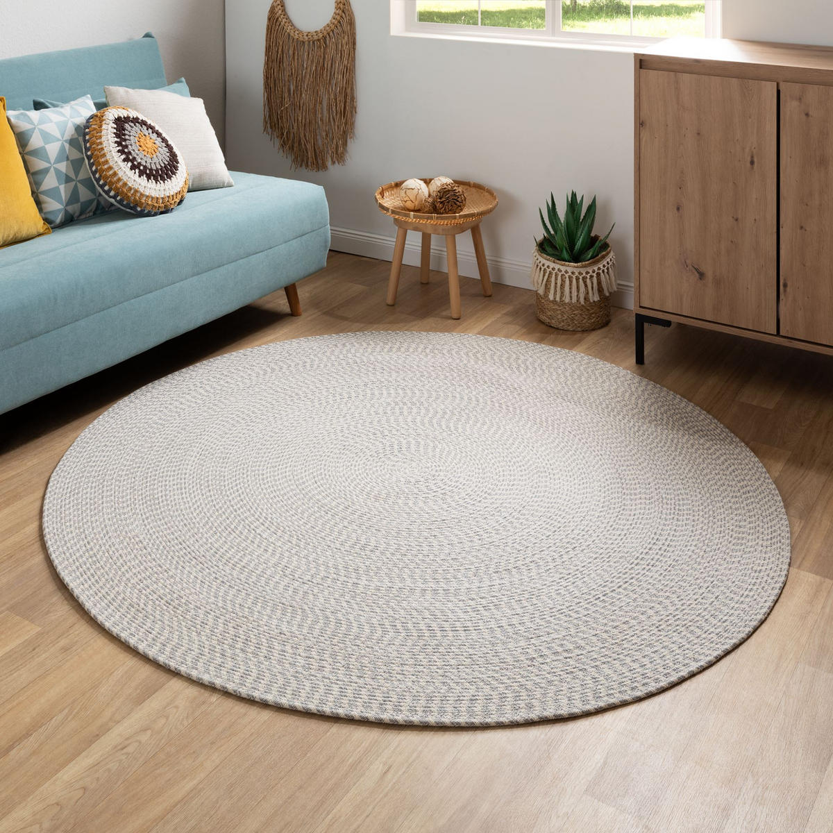 HANDWEBTEPPICH 80/80 cm Bali Plain - Hellgrau, Naturmaterialien (80/80cm) - Steffensmeier