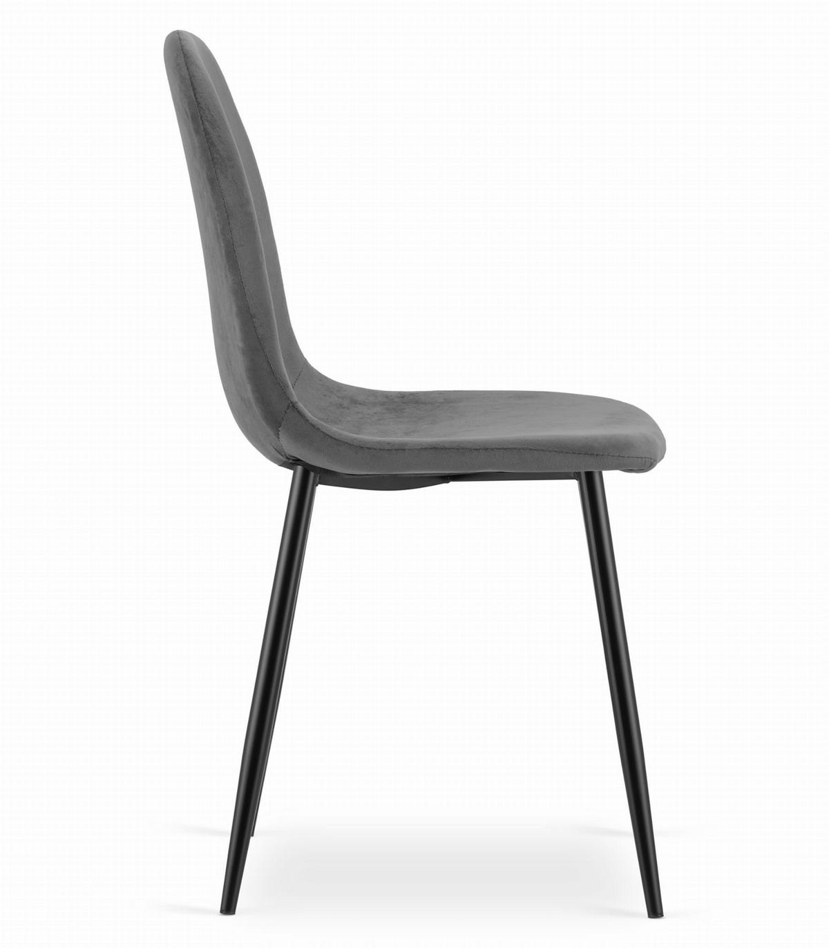 STUHL VERNAZZA 6-er Set, Grau Samtstoff - Anthrazit, Textil/Metall (45/88/51cm) - Komodee