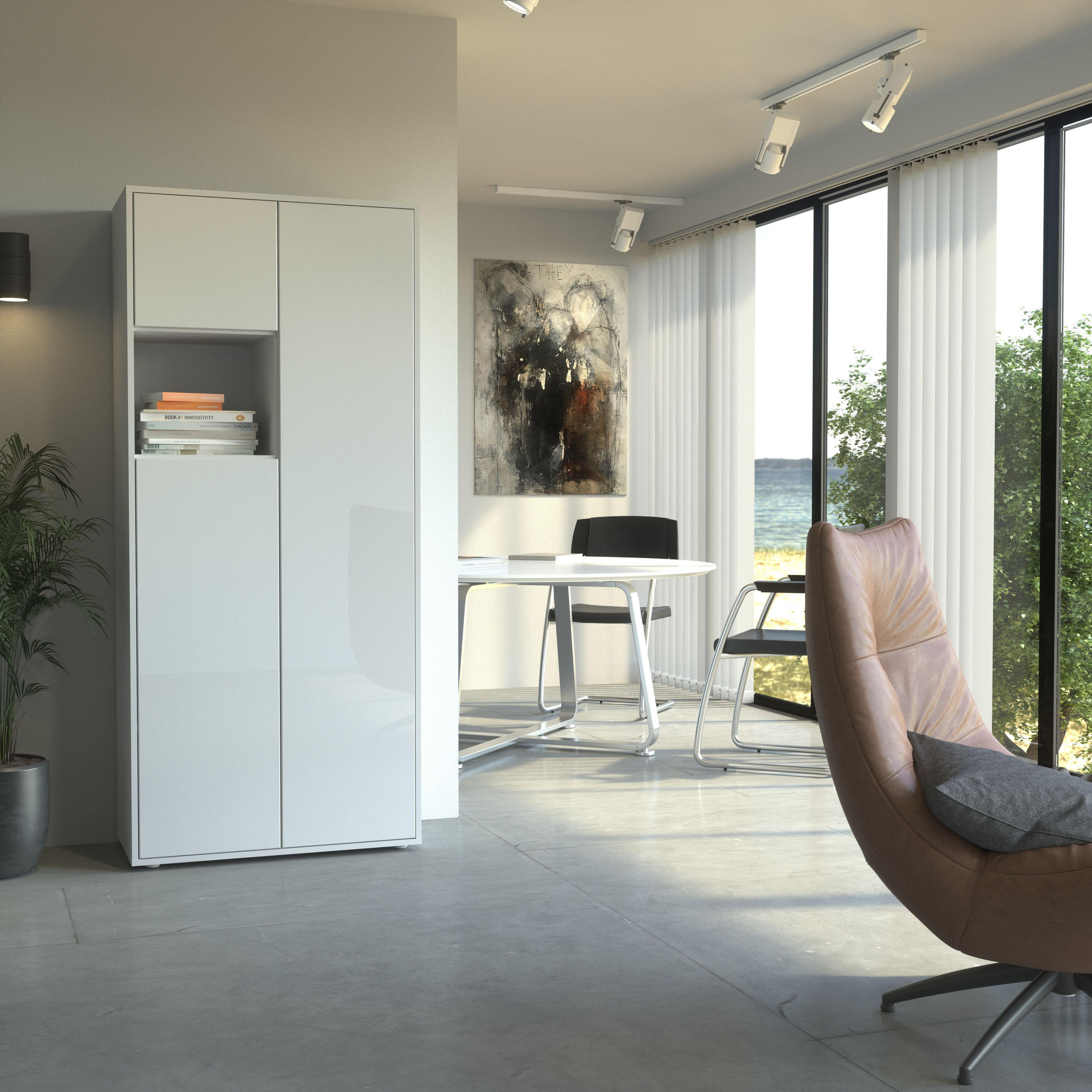 AKTENSCHRANK Amira T10 Weiß Hochglanz 180/80/40 cm - Weiß Hochglanz, Holzwerkstoff (80/180/40cm) - SIMPLYFURN