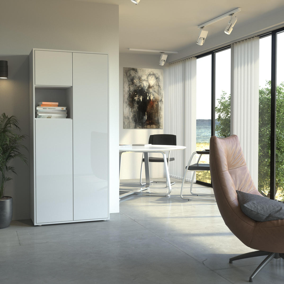 AKTENSCHRANK Amira T10 Weiß Hochglanz 180/80/40 cm - Weiß Hochglanz, Holzwerkstoff (80/180/40cm) - SIMPLYFURN
