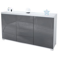SIDEBOARD Faro Grau Hochglanz - Grau, Holzwerkstoff (138.5/75.5/35cm) - Vladon