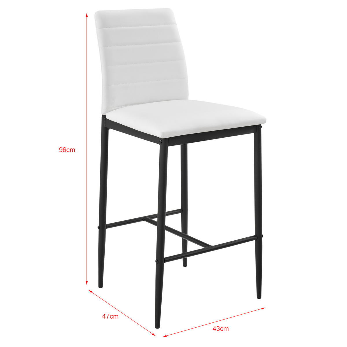 BAROVÁ ŽIDLE Lidköping 2 ks - bílá, kůže (43/96/47cm) - [en.casa]