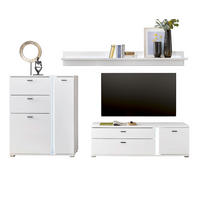 WOHNWAND weiß matt, Wohnkombination inklusive Frontbeleuchtung 260 cm - Weiß, Holzwerkstoff (260/170/42cm) - Furn.Design