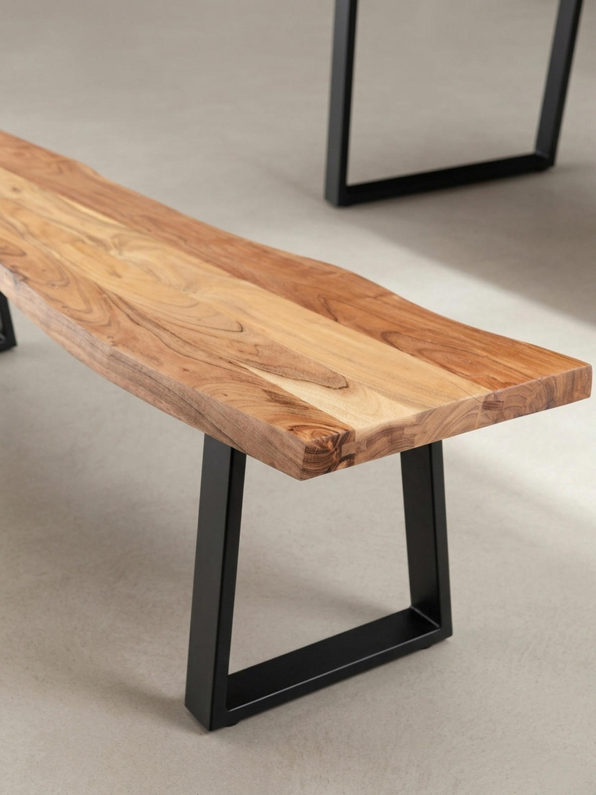 ESSZIMMERBANK Massivholz Metall Baumkante ohne Lehne, Akazie 120x40x46 cm - Schwarz/Braun, Holz/Metall (120/46/40cm) - KADIMA DESIGN