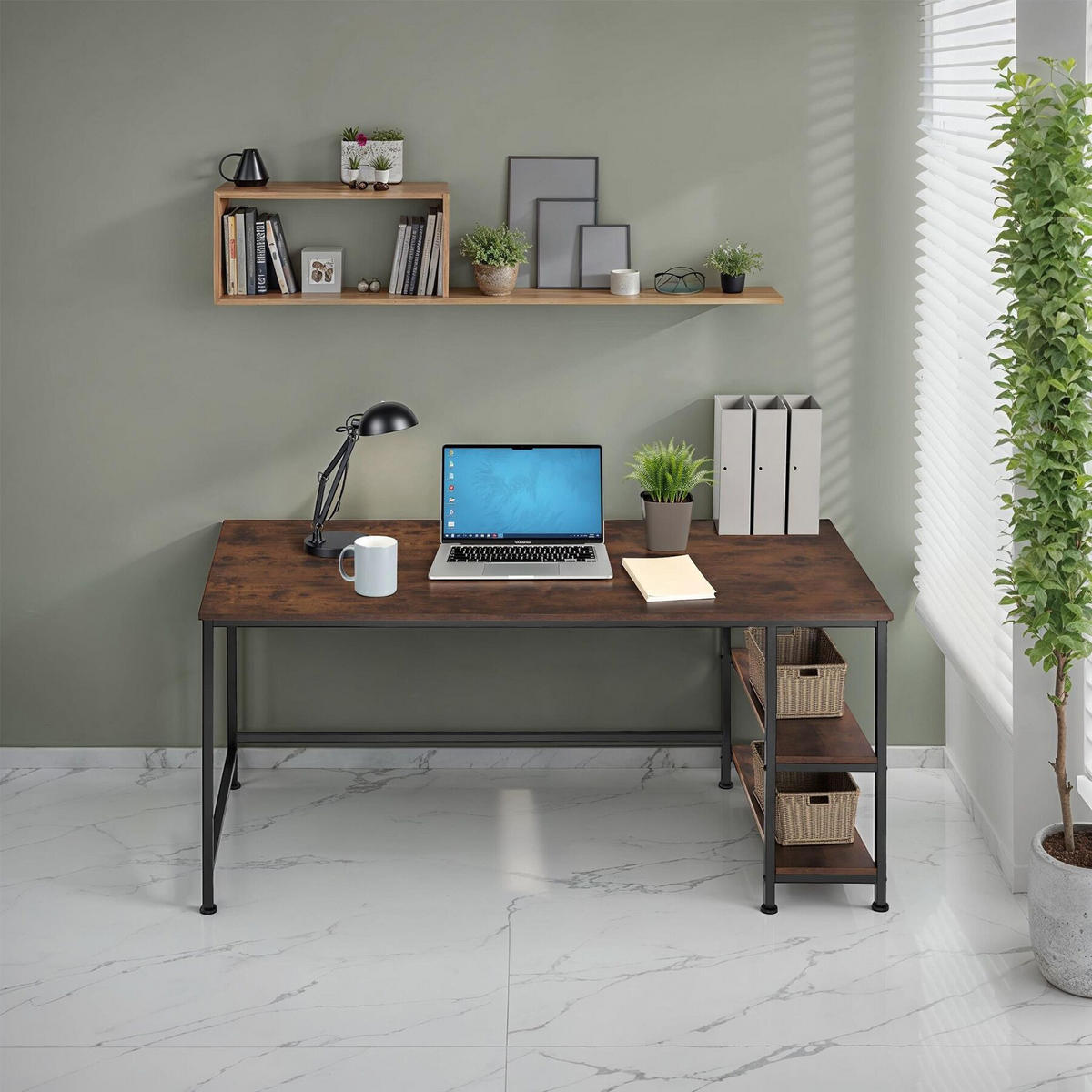 COMPUTERTISCH Canton,120 x 60 x 75,5 cm,Industrial Holz dunkel, rustikal - Rostfarben, Holzwerkstoff (120/60/75.5cm) - tectake